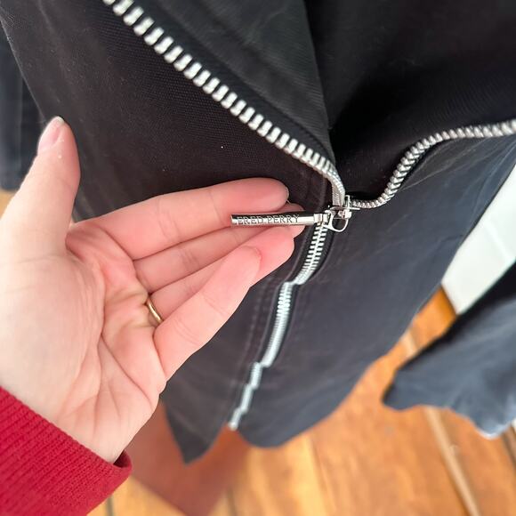 Fred Perry Black Trench Jacket - Picture 5 of 6